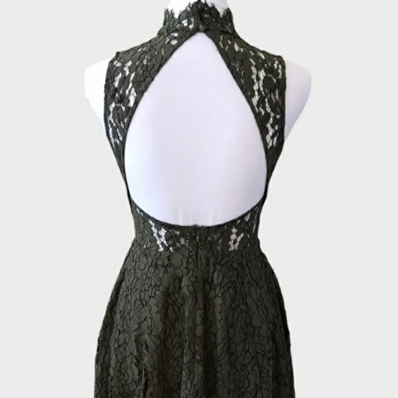 NEW Keepsake Porcelain Green Lace Open Back Dress Mini Keyhole Bohemian Summer - Picture 5 of 16
